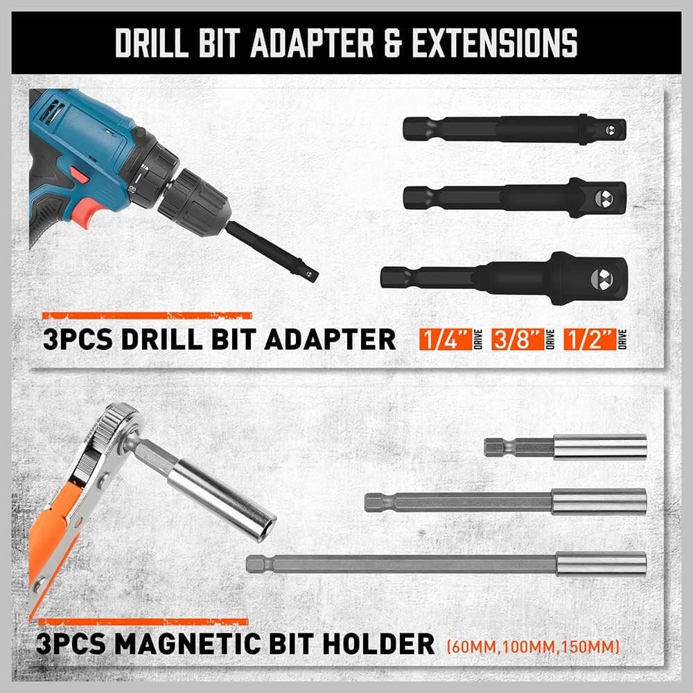 Magnetic Nut Driver Set | 47-Piece | Nut Driver Set for Impact Drill | SAE (1/4" 6