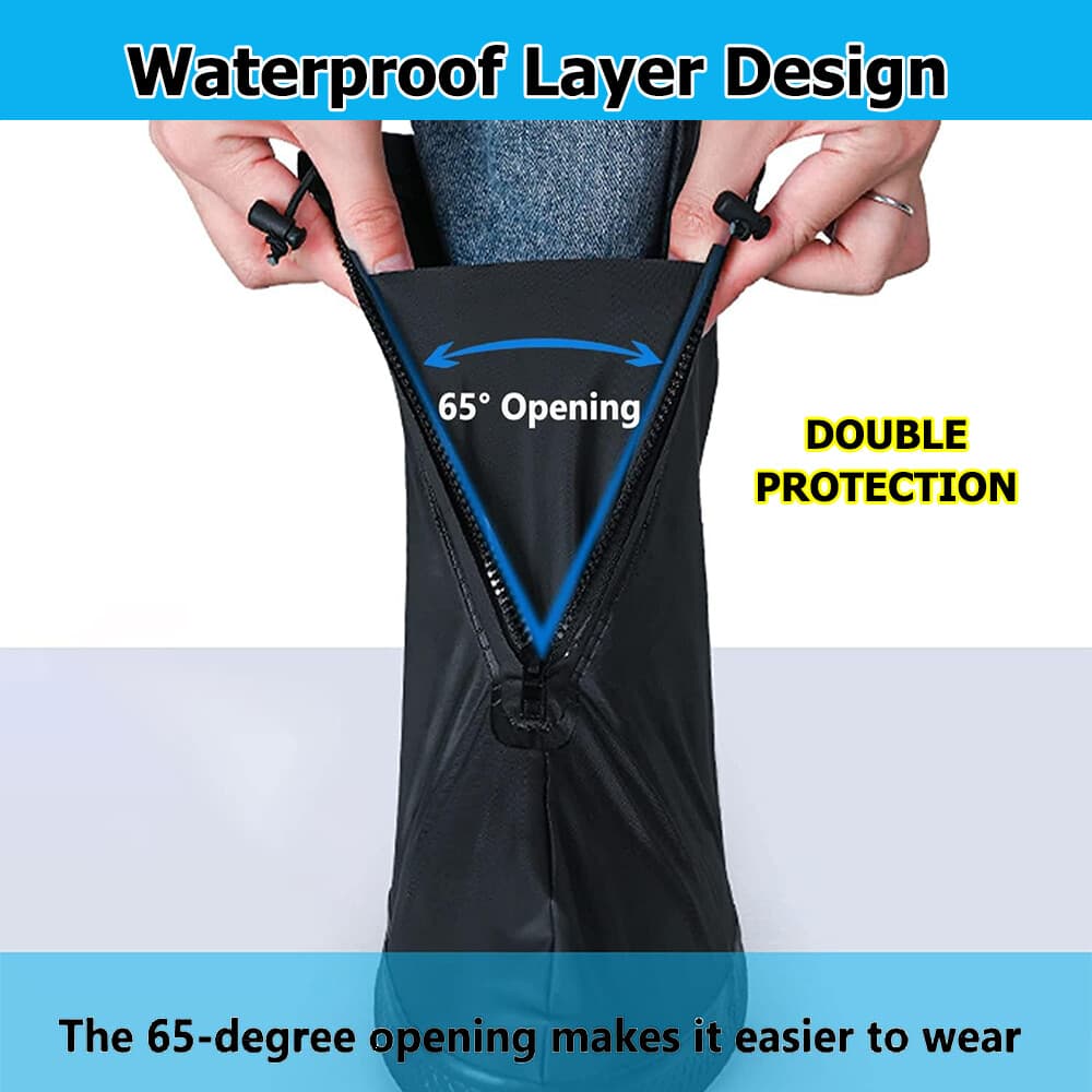 Reusable Rain Shoes Covers Anti-slip Waterproof Zipper Overshoes Boots Protector 6
