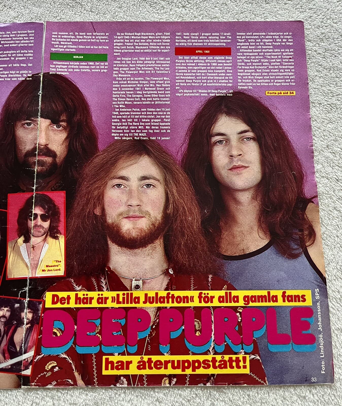 Deep Purple 1984 Blackmore Gillan Story Clip Poster Swedish magazine Okej 1980s 4