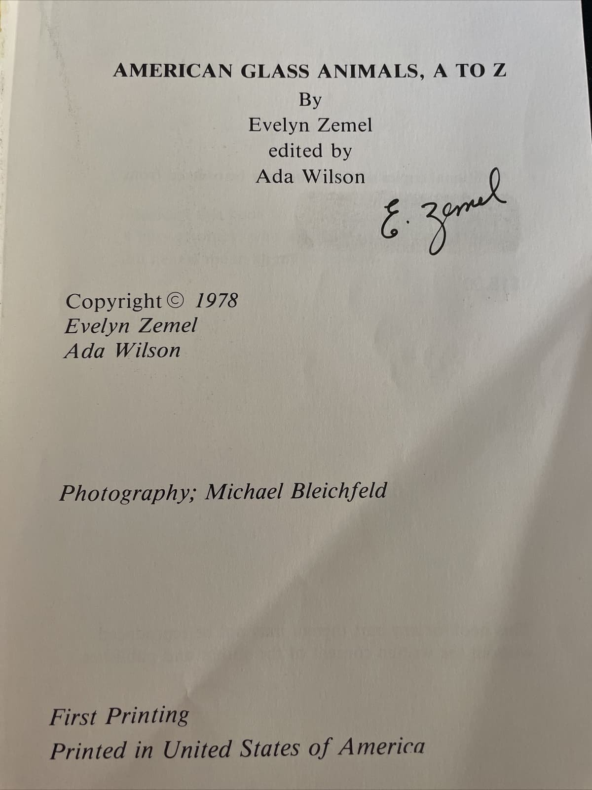 American Glass Animals A To Z Autograph Guide Book Evelyn Zemel 1978 Illustrated 3