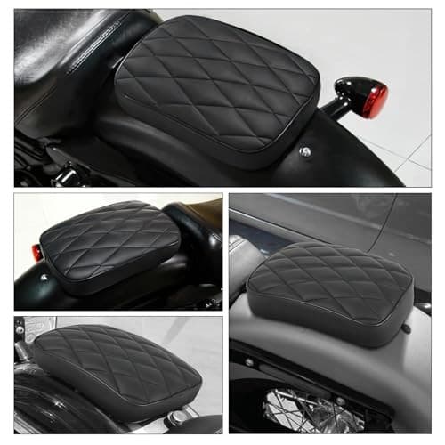  Motorcycle Leather Pillion Rear Passenger Pad Seat 8 Suction Black-Diamond 6