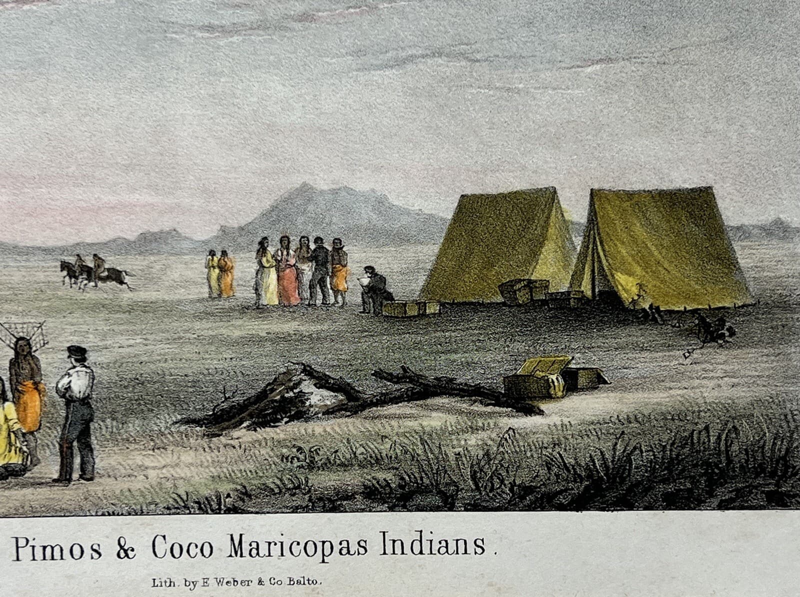 Original 1848 Pimos & Coco Maricopas Indians Print,Native Americans,Old,NM,AZ 6