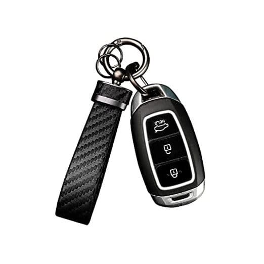 Turcee Leather Car Keychain - Carbon Fiber Interior Key Fob with Anti Black