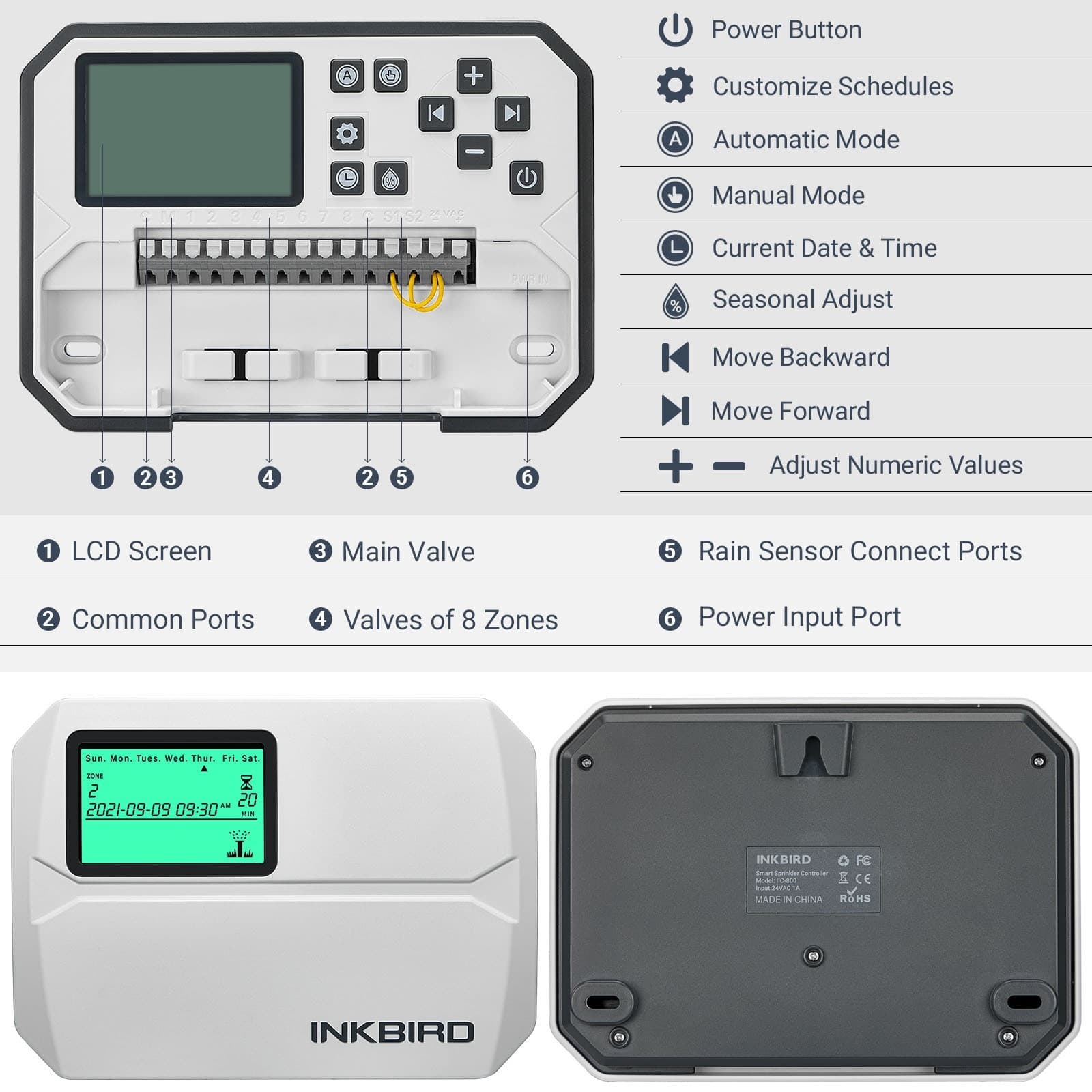 Lawn Smart Sprinkler Controller Watering Timer 8 Stations WiFi Irrigation System 4