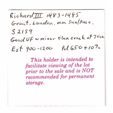 England Richard III. (1483-85)-(sun)(rose) AR Groat PCGS XF40 S-2157; North 1679 3