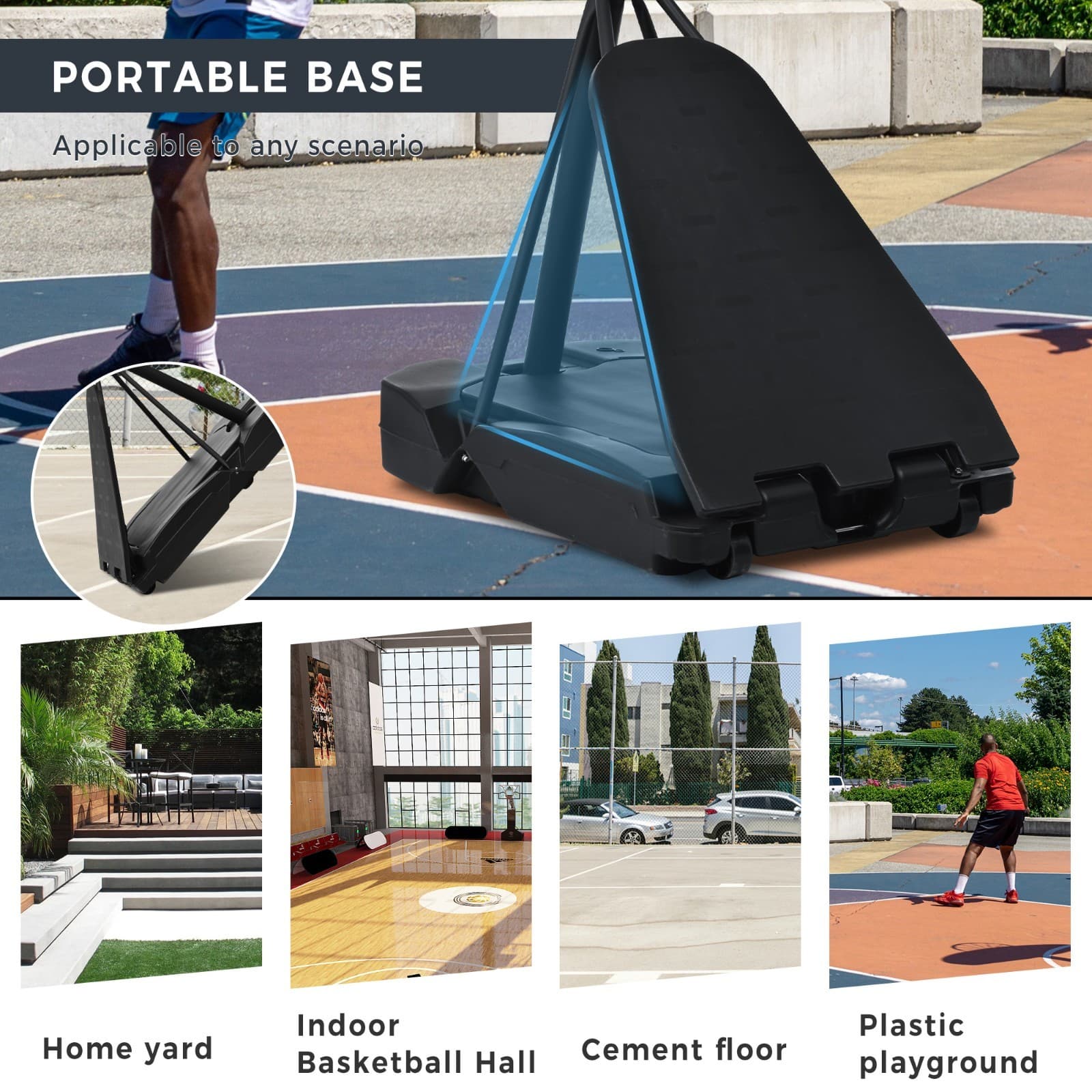 8-10FT Portable Basketball Hoop Goals System Height Adjustable for Youth/Adults 5