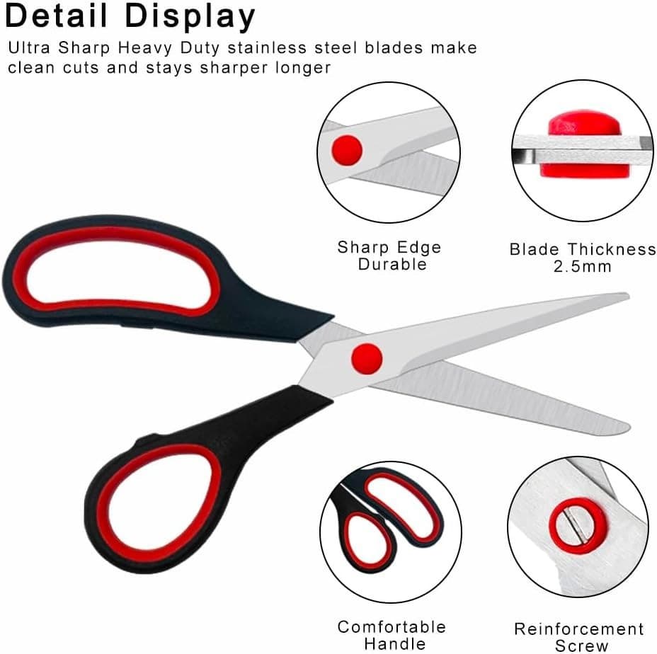 Scissors 1 or 2 Pack 7.5 inch Scissors for Office and Home, Scissors All Purpose 3