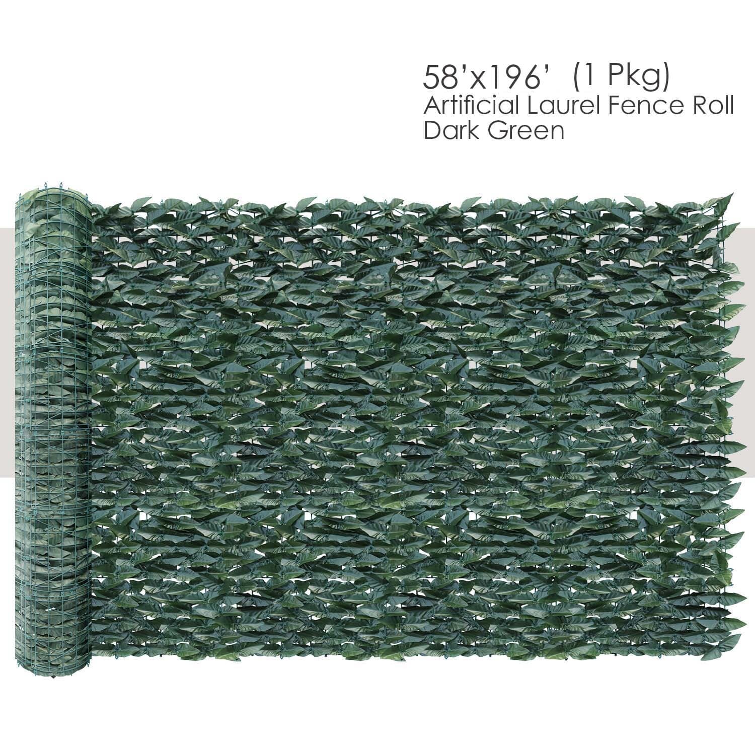 Artificial Faux Laurel Leaf Roll Hedge Decor 58"x196" Privacy Fence Wall Decor