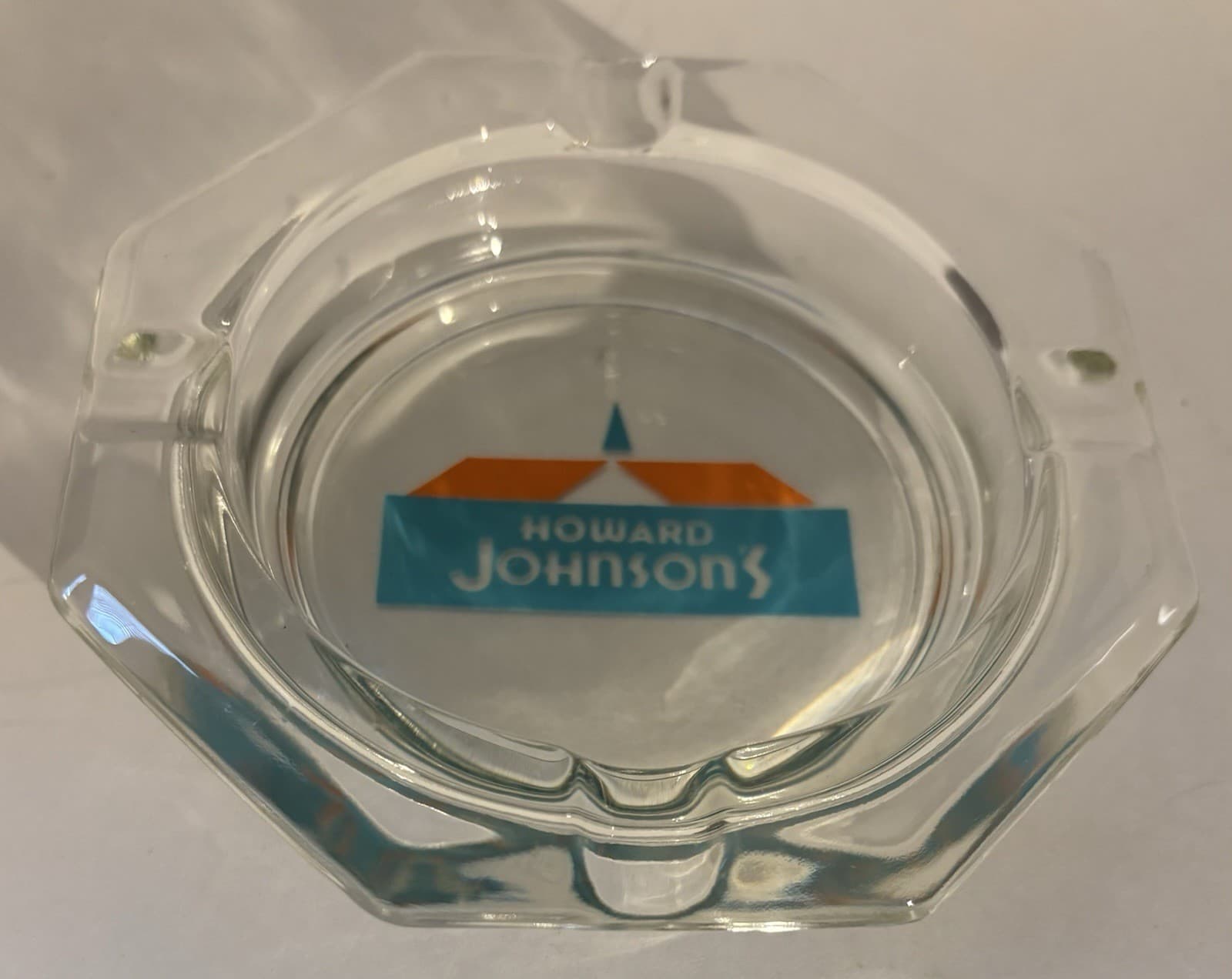 Vintage Howard Johnson’s Hotels Logo Glass Ashtray 4.5" Hexagon 2