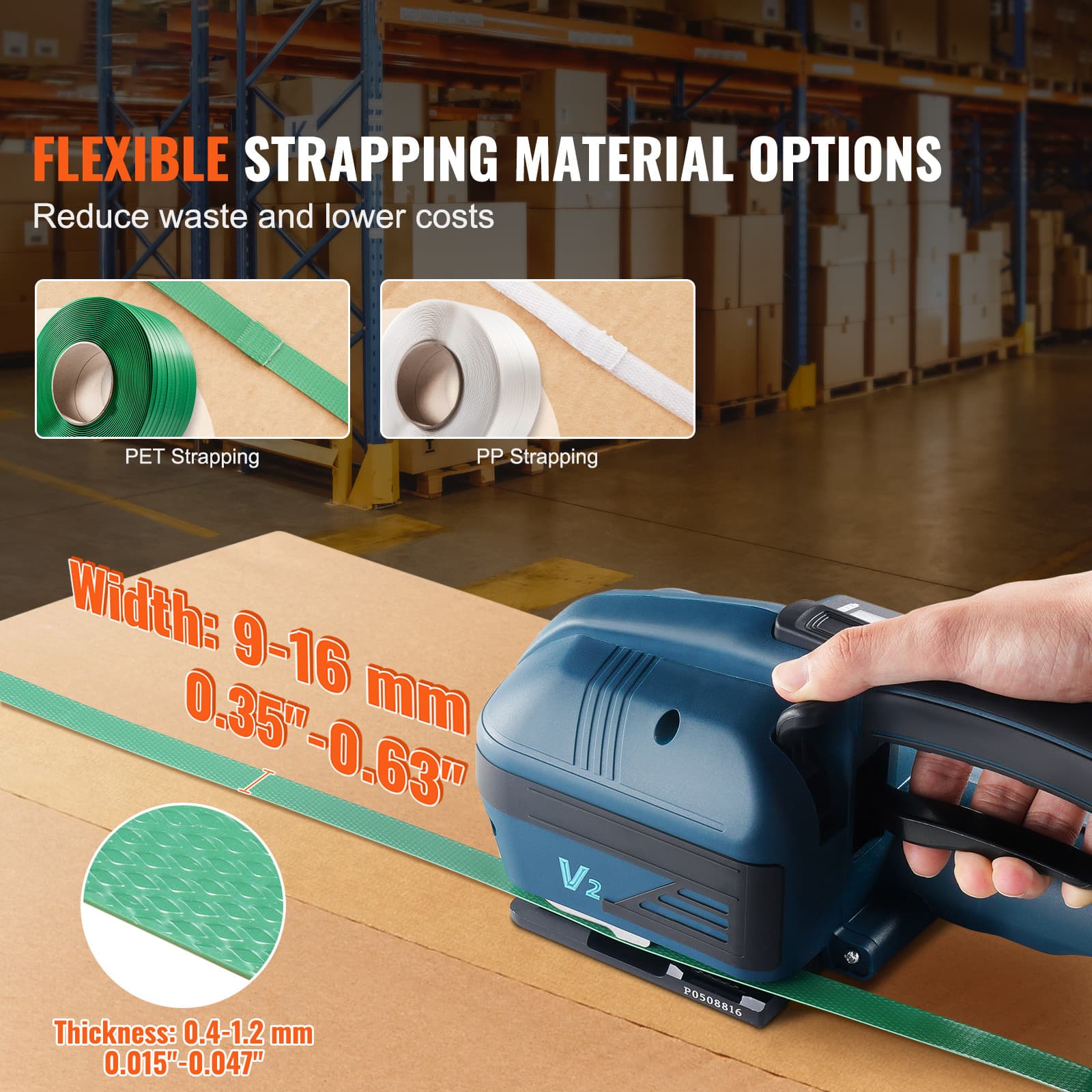 Automatic Electric Strapping Machine Tool for PP/PET 0.35"-0.63" Straps 2