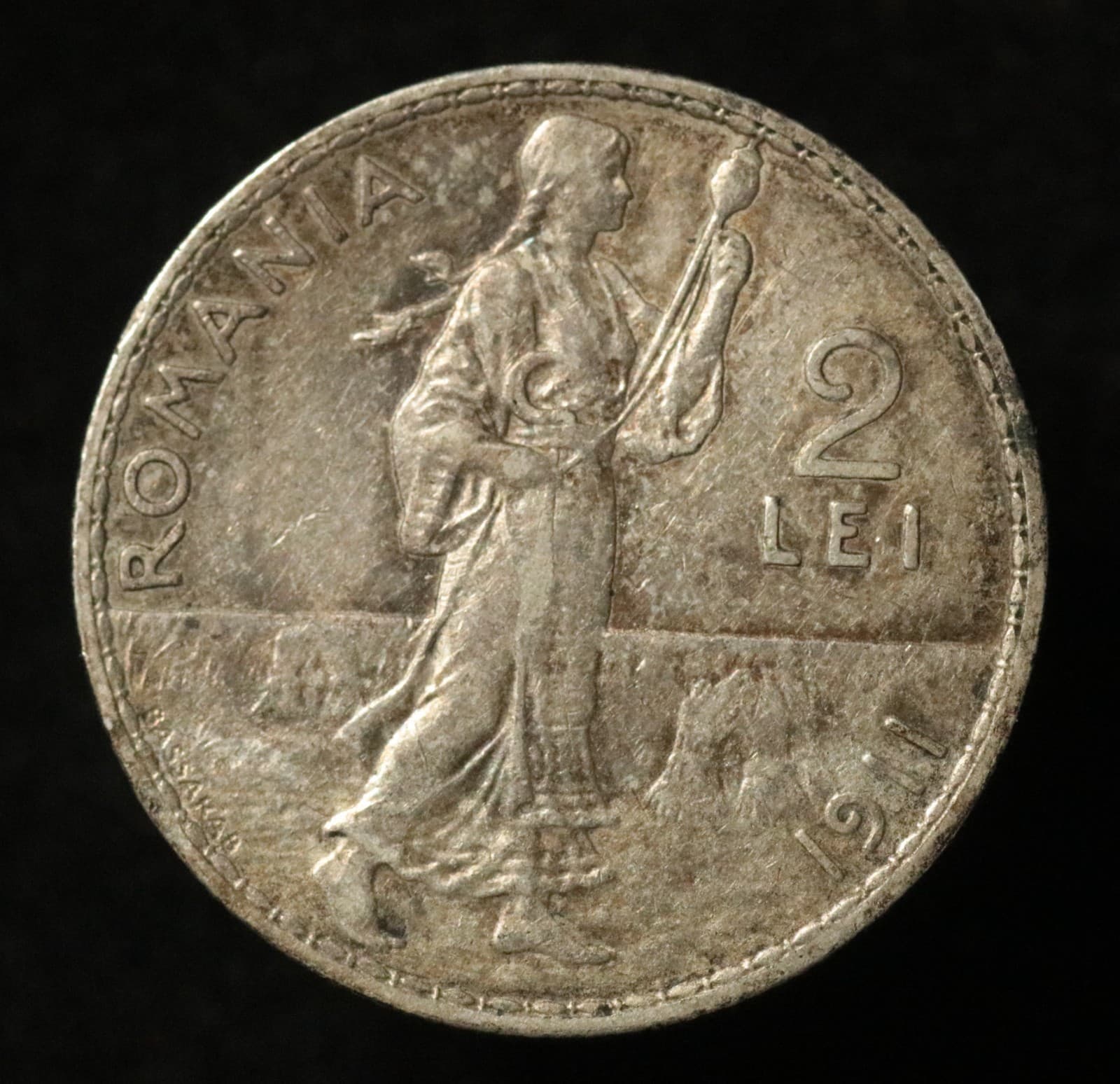 Romania 1911 2 Lei - Silver - Carol I - High Grade!