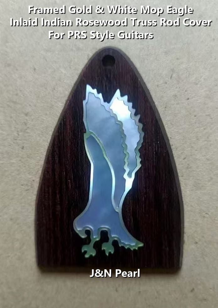 1pc Rosewood Truss Rod Cover Inlaid Framed Gold &White MOP Eagle for PRS Guitars 6