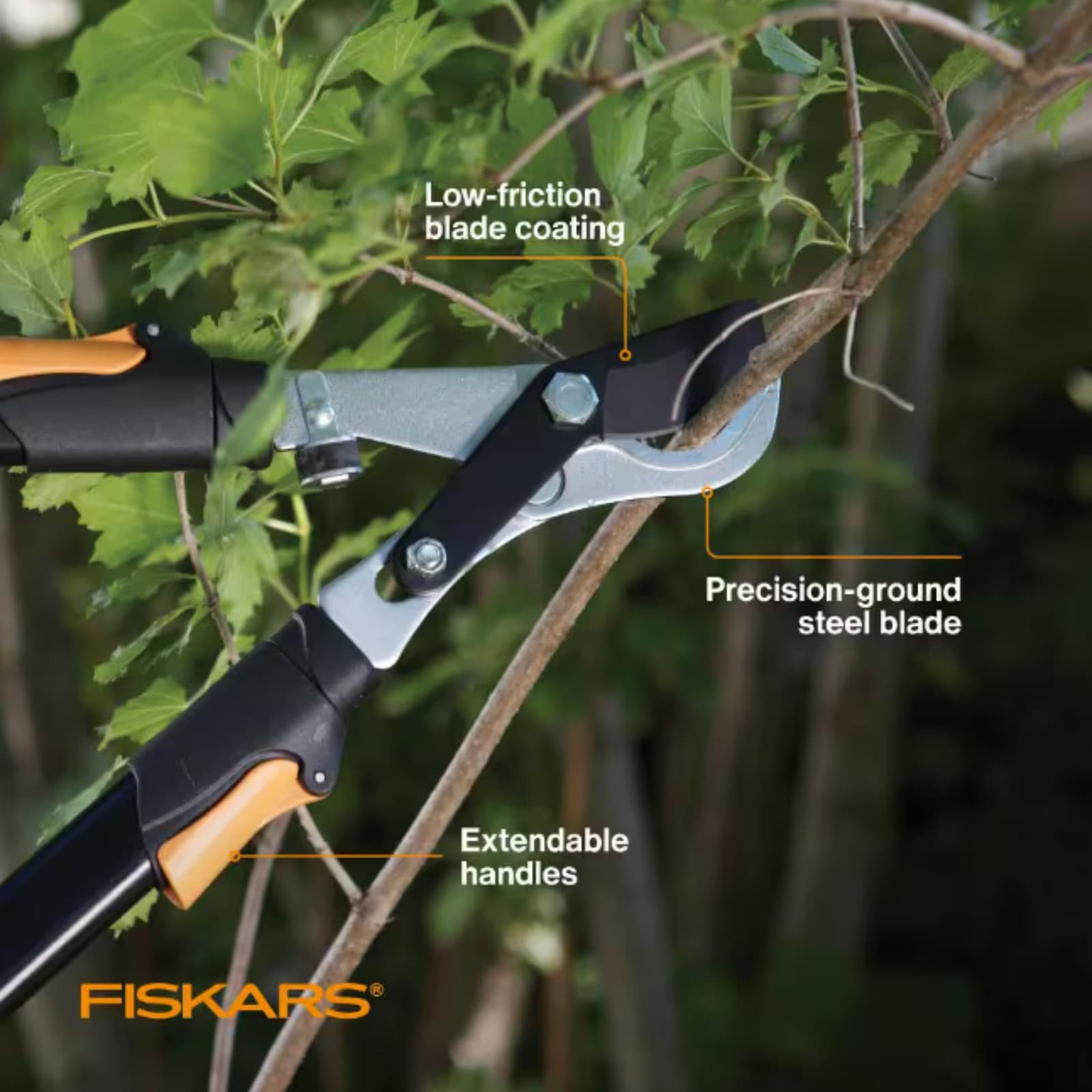 Fiskars Power-Lever Telescoping Bypass Lopper [SoftGrip]: 25 in. to 37 in. Exten 2
