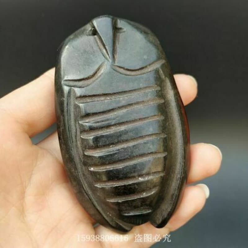 Chinese Hongshan Culture meteorite carved original cicadas monkey handicraft 6
