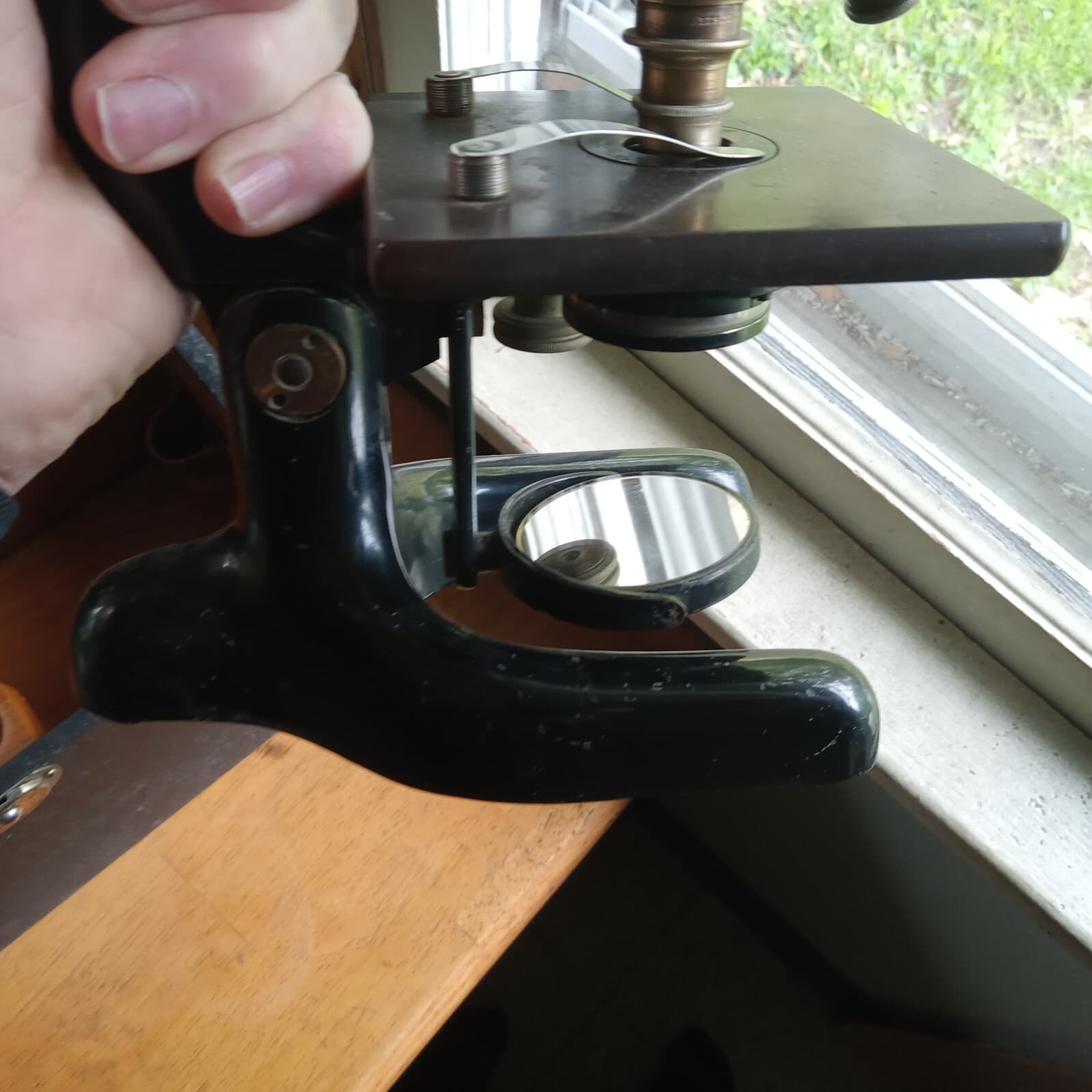 ANTIQUE 1912 IRON & BRASS BAUSCH & LOMB MICROSCOPE IN ORIGINAL WOOD CASE NICE! 5
