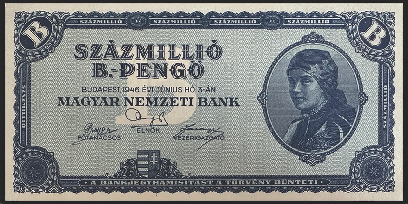 🇭🇺 HUNGARIAN 100 QUINTILLION, 1946 B-PENGO, P-131 - CIRCULATED 🇭🇺