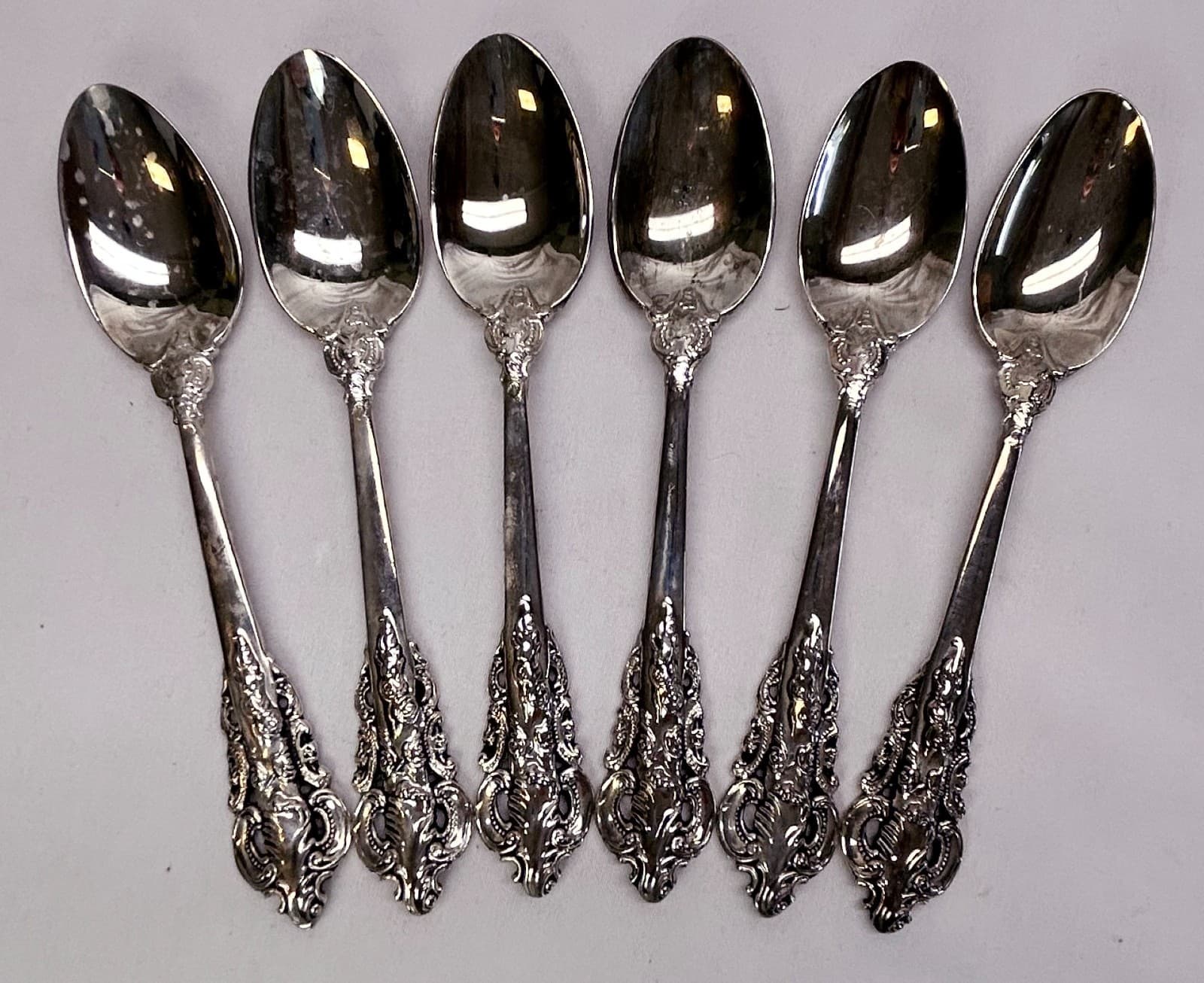 Baroque by Godinger Flatware Lot of 6 Teaspoons Silverplate - Nice