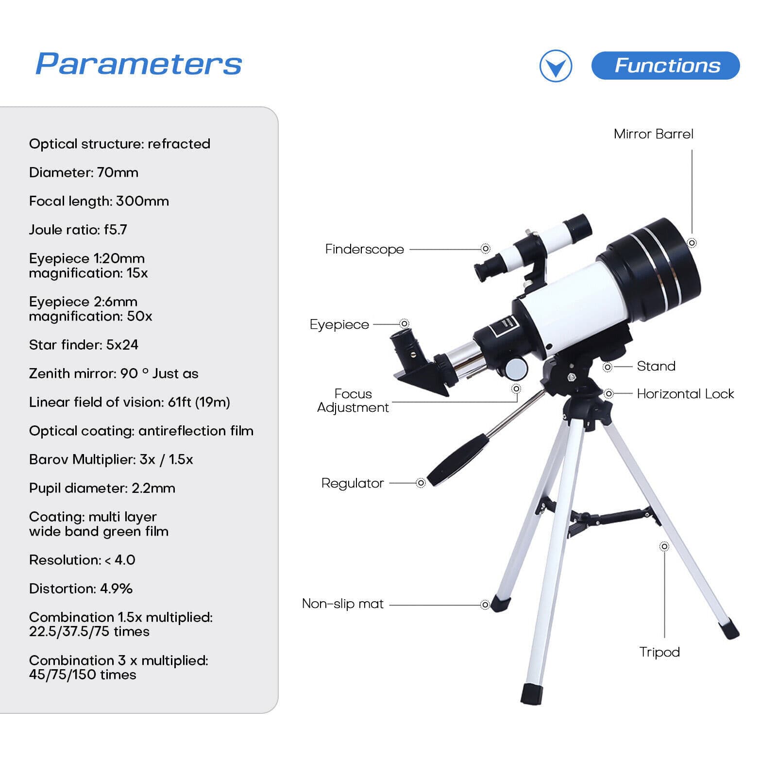 Professional Astronomical Telescope High Tripod Lunar Mirror Space HD Viewing 3