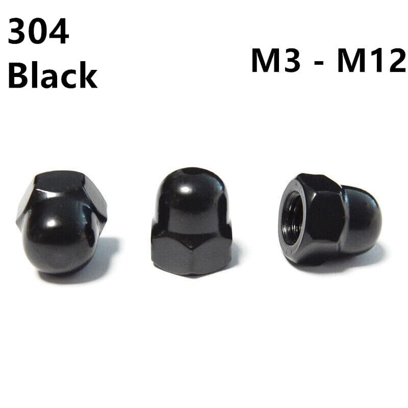 Black 304 Stainless Steel Hex Cap Nuts Hex Acorn Nut M3 M4 M5 M6 M8 M10 M12