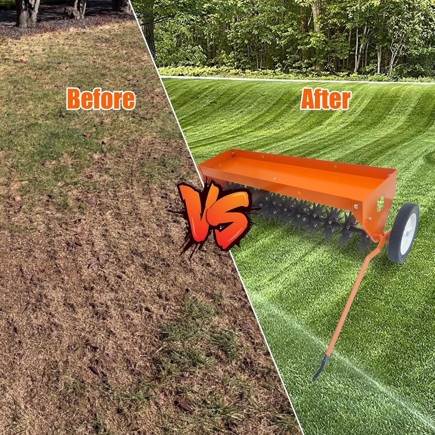 40" Spike Lawn Aerator Tow Behind Rolling Tractor Soil Penetrator Mower Hitch US 6