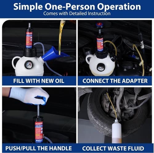 WORKPRO 2L Manual Brake Bleeder Kit One Person Brake Fluid Vacuum Pump for DIY 5