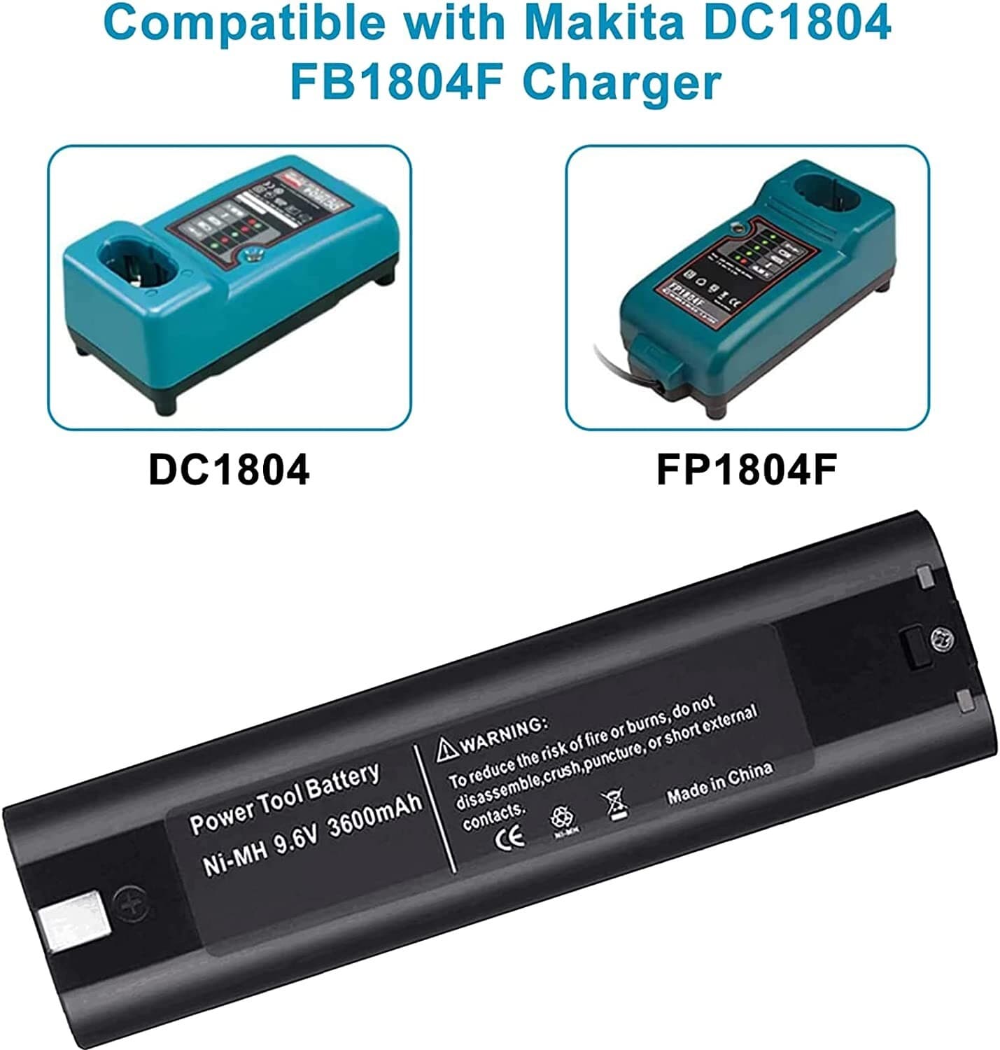 2 Pack For MAKITA 9000 Battery / Charger 9.6Volt Ni-MH 9001 9033 6095D 193890-9 4