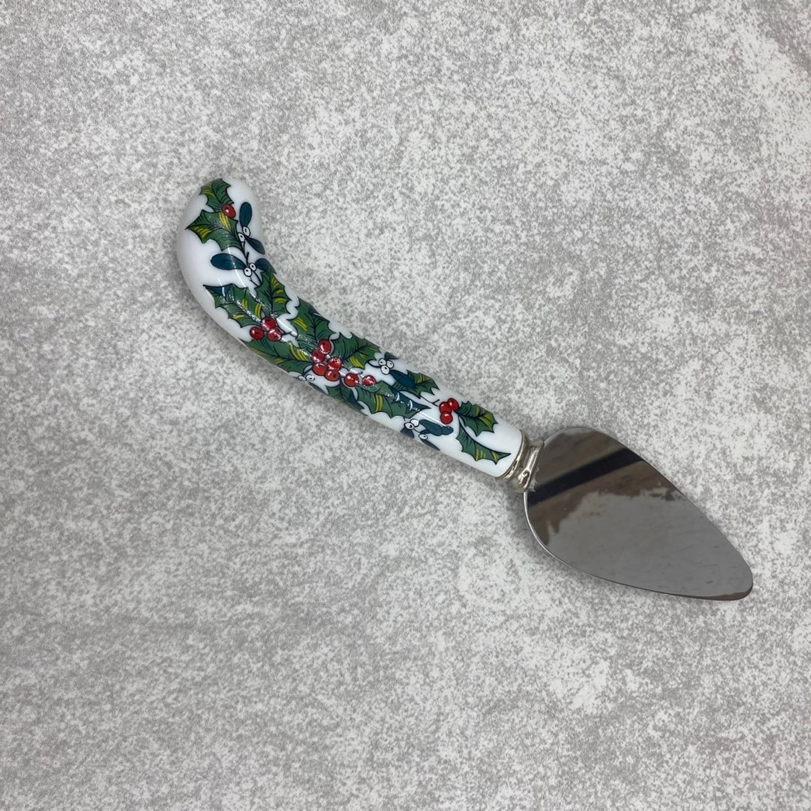 Vintage Sheffield England Christmas Holiday Porcelain & Stainless Steel Cake Pie 2