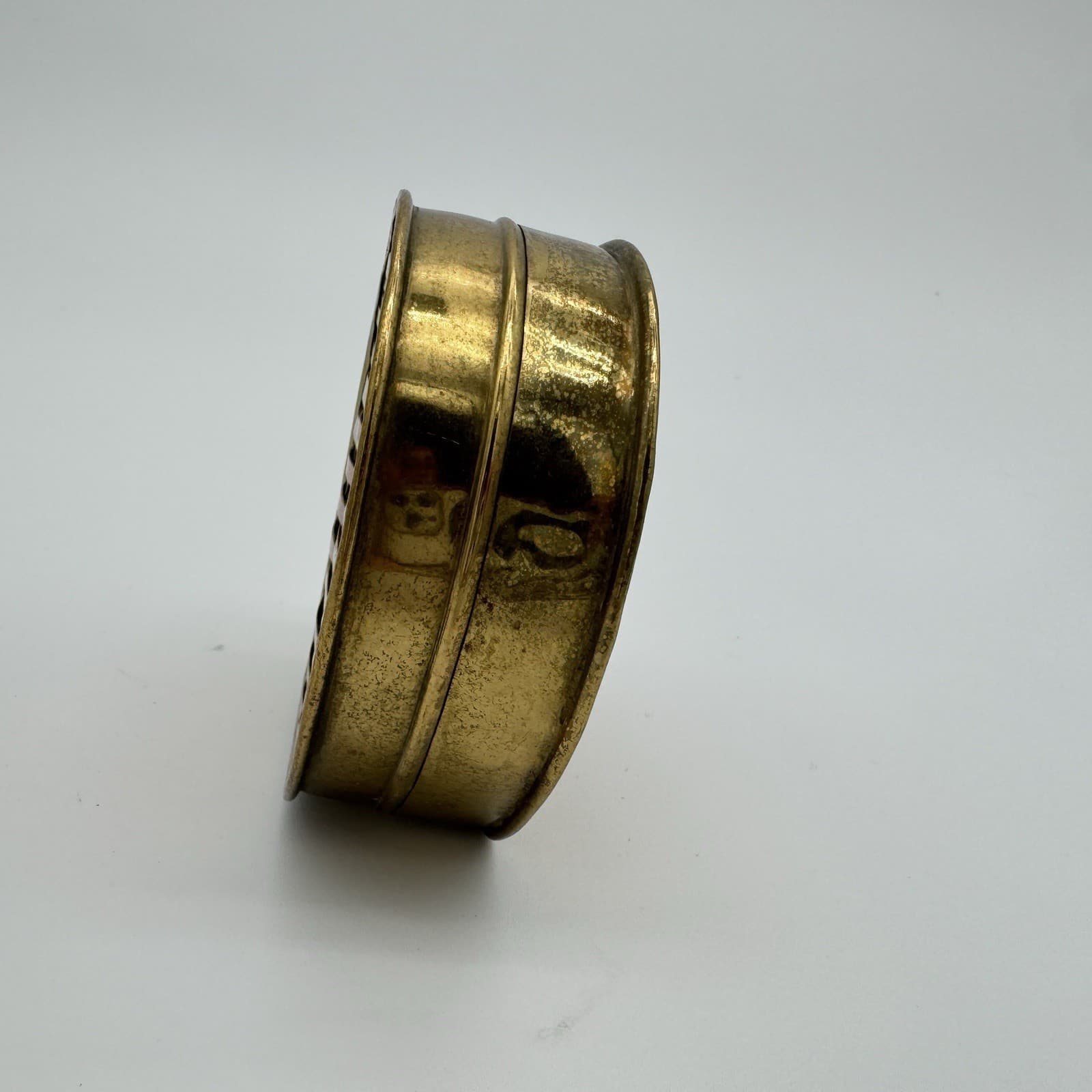 VTG Brass & Copper Woven Hinged Basket Trinket Box 3.75” Oval Case Basketweave 3