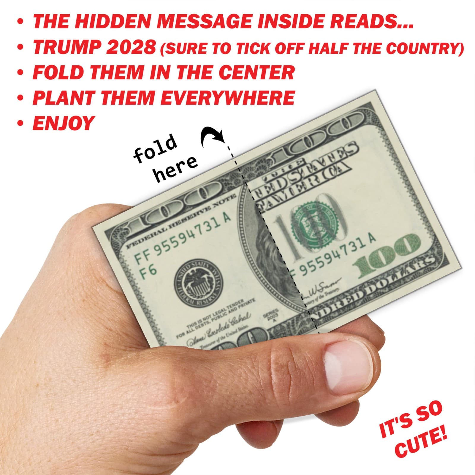 50 Pack Trump 2028 Fake Prank 100 Dollar Bills Money! Troll Everyone Today! 5