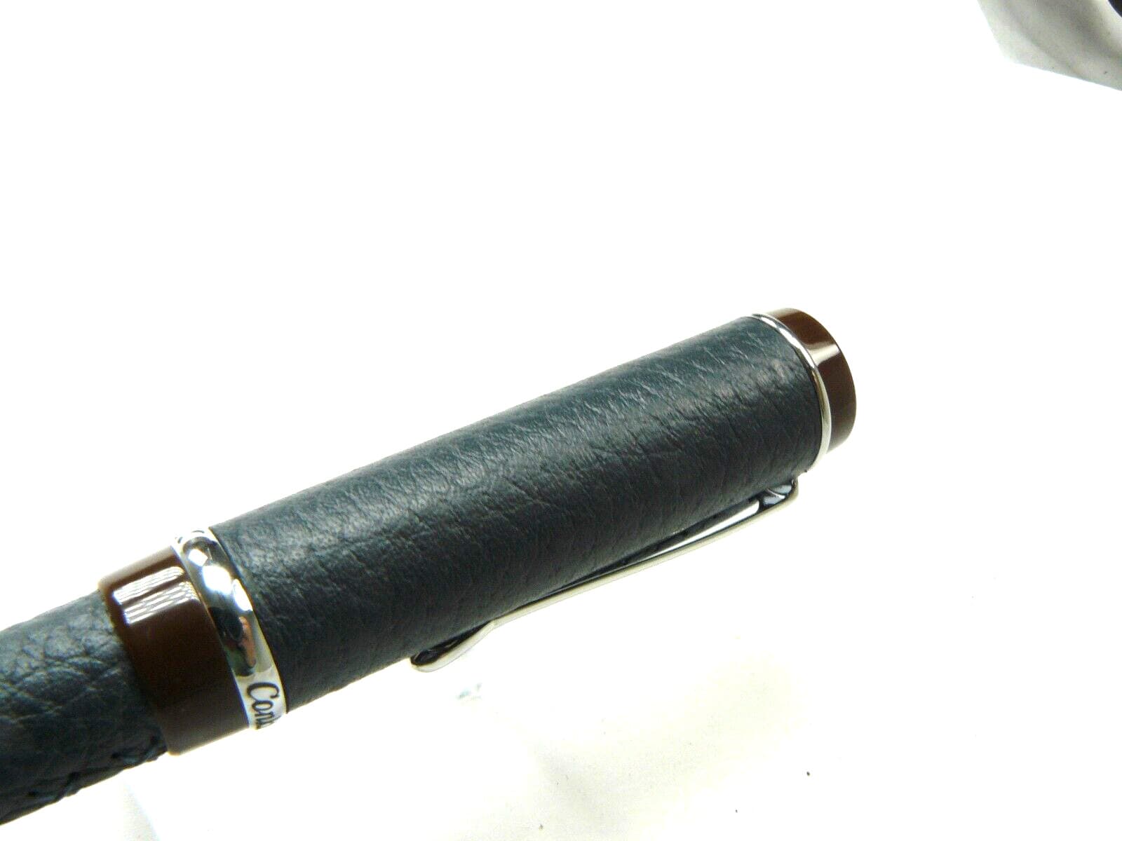 Conklin Duragraph Savoy Blue Leather & Brown Fountain Pen Fine Nib NEW/BOX 4