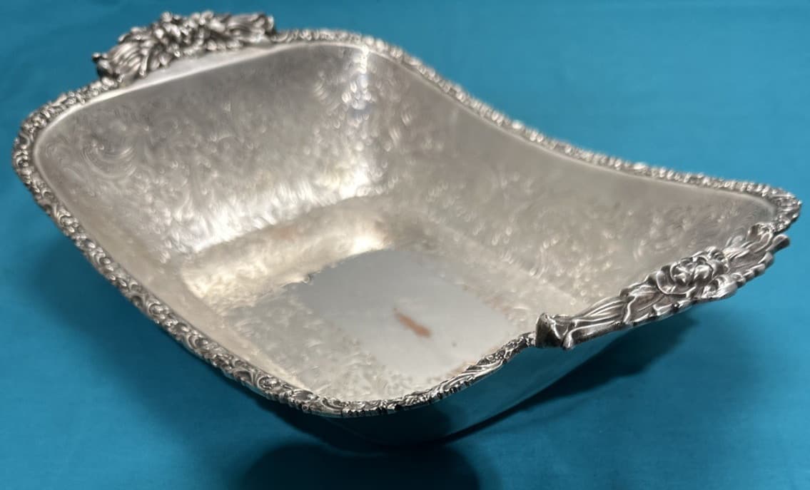 BARKER ELLIS 13.25" Rectangle Scrolled Serving Bowl w/ Handles England 2