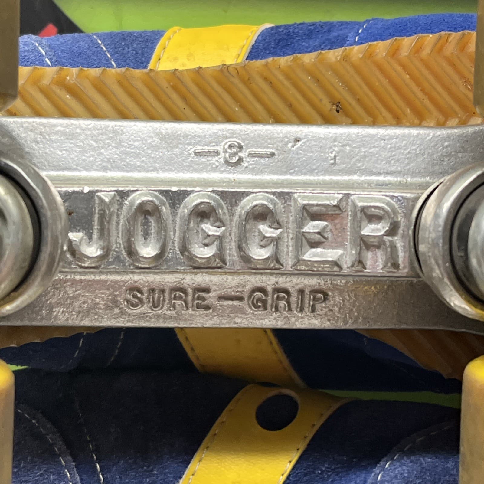 Vintage*Spot-Bilt Jogger*Roller Skates *Sure-Grip*Blue/Yellow Suede*SZ 6*Mexico 6