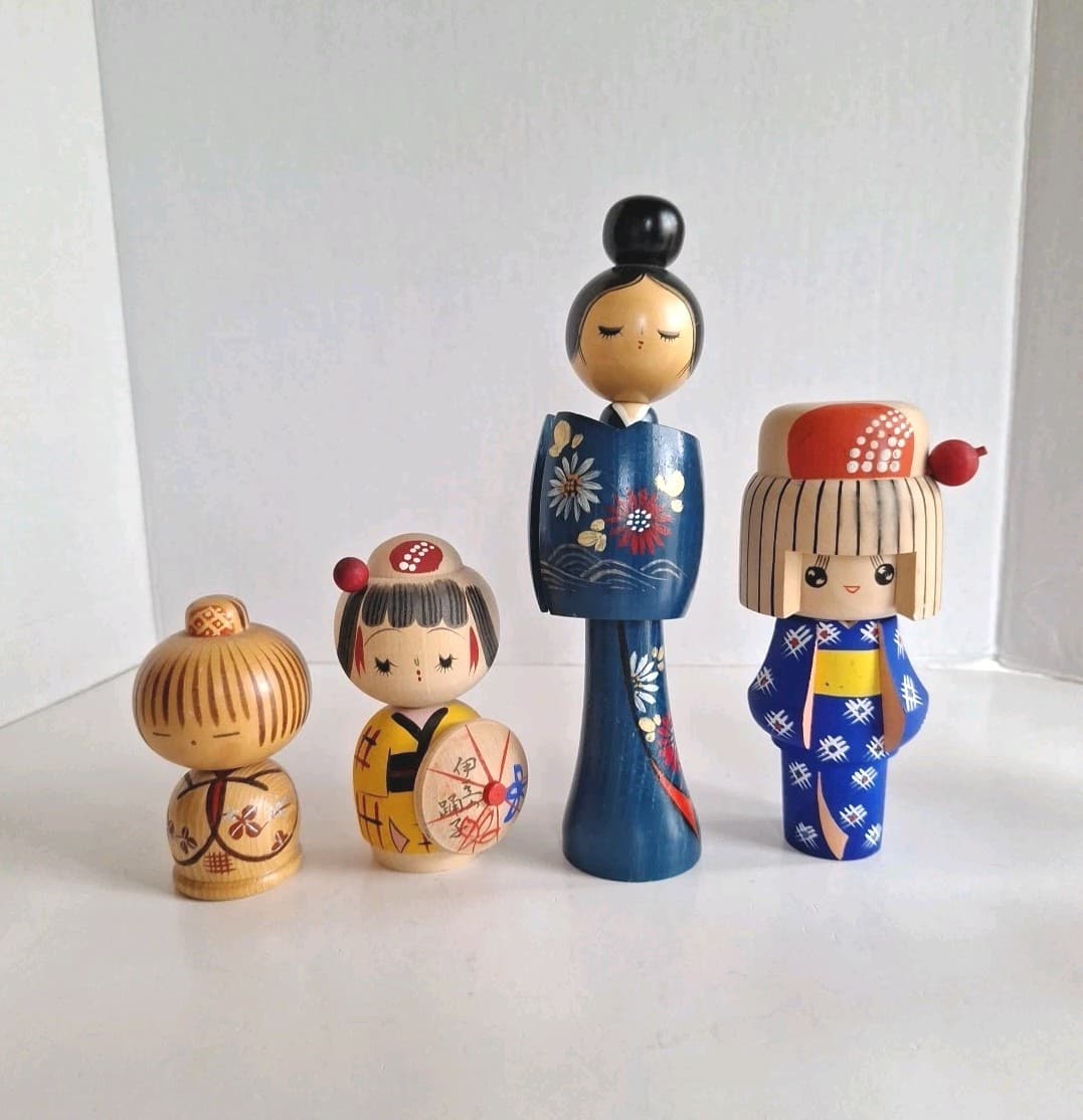  Japanese Kokeshi Wooden Doll  Lot Bulk Japan  4