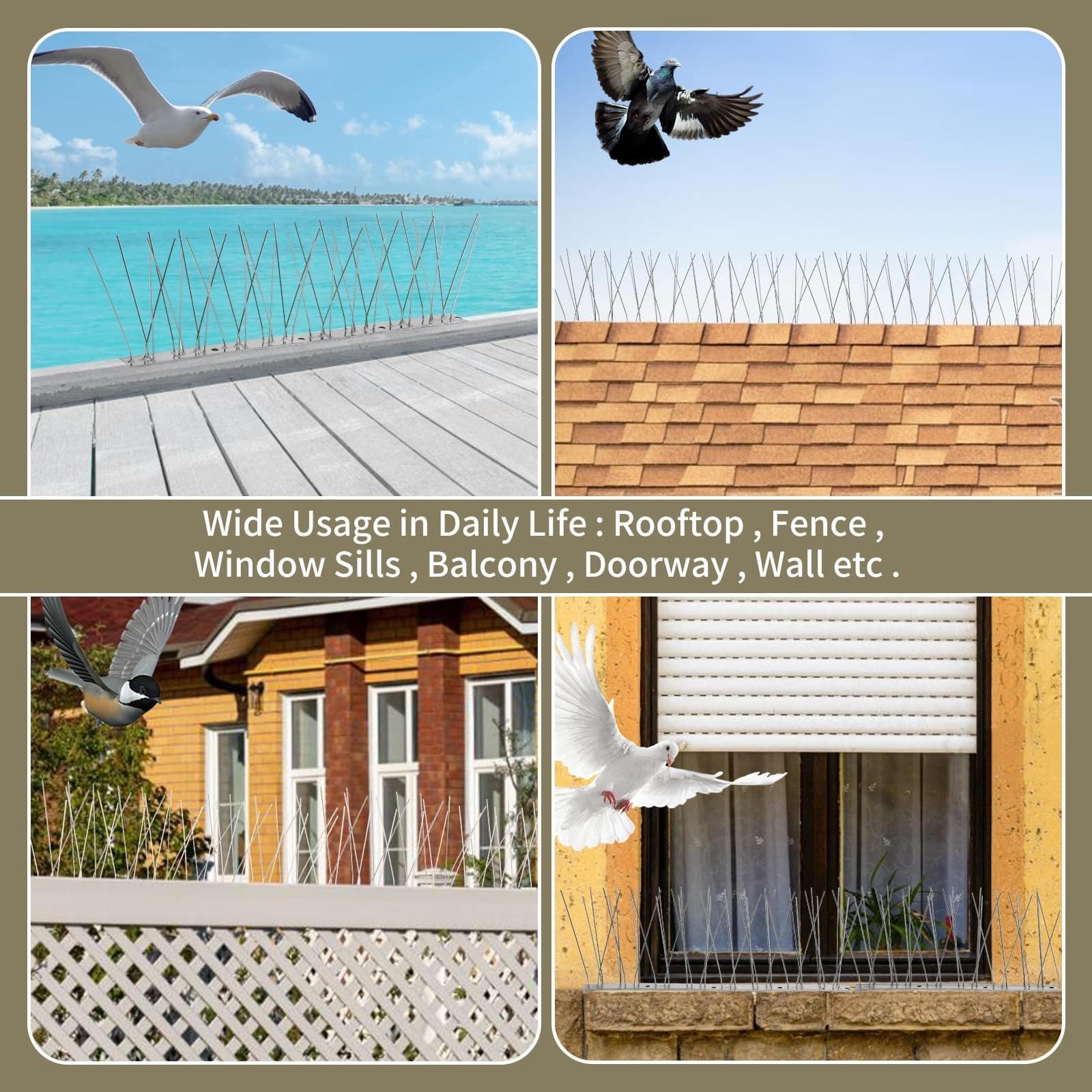 Stainless Steel Bird Spikes 3.3FT, Bird Spikes for Outside to Keep Birds Away... 6