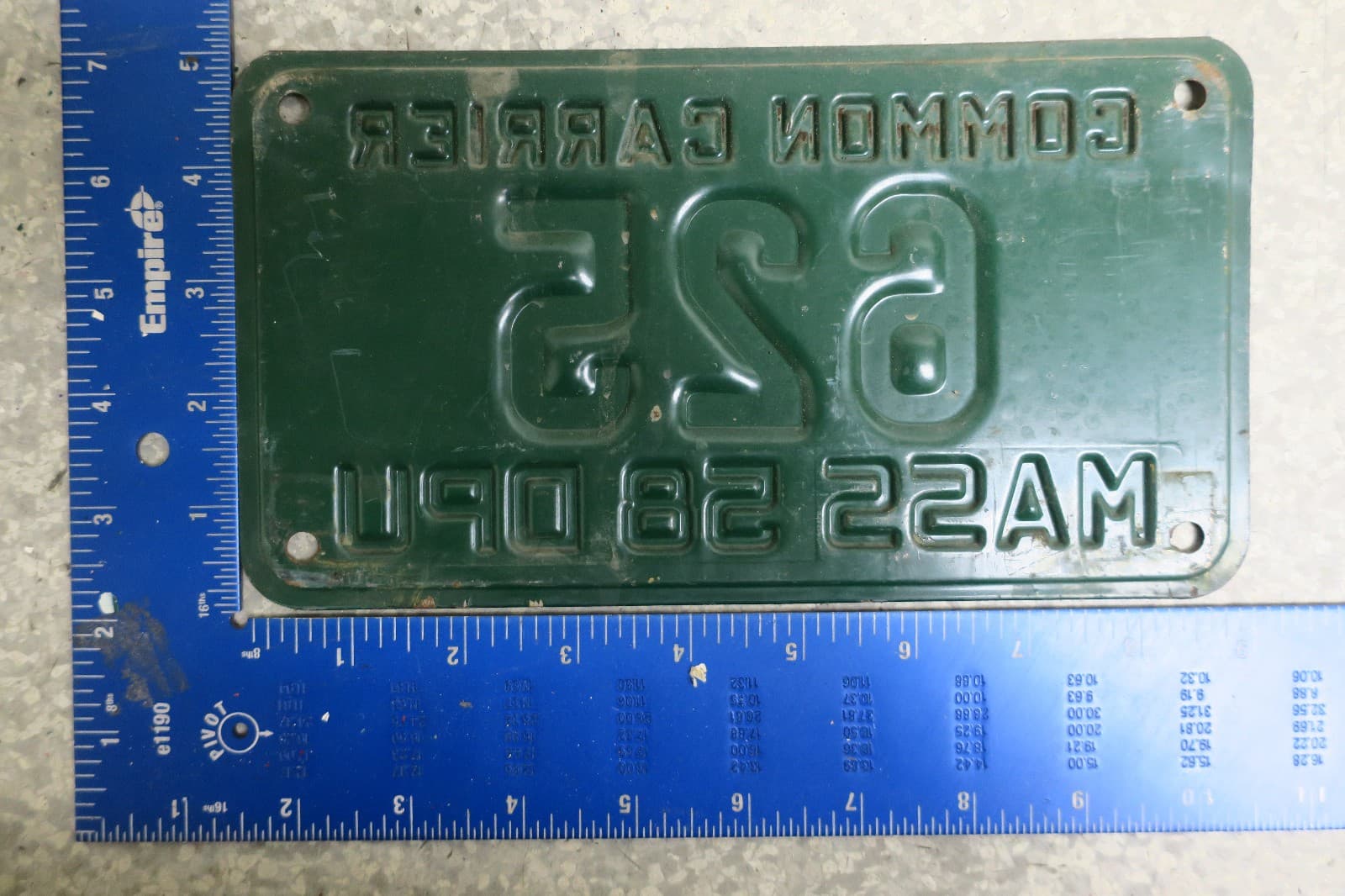 Massachusetts LIcense Plate 1958 MA Common Carrier Public Utilities Tag 625 Mass 2