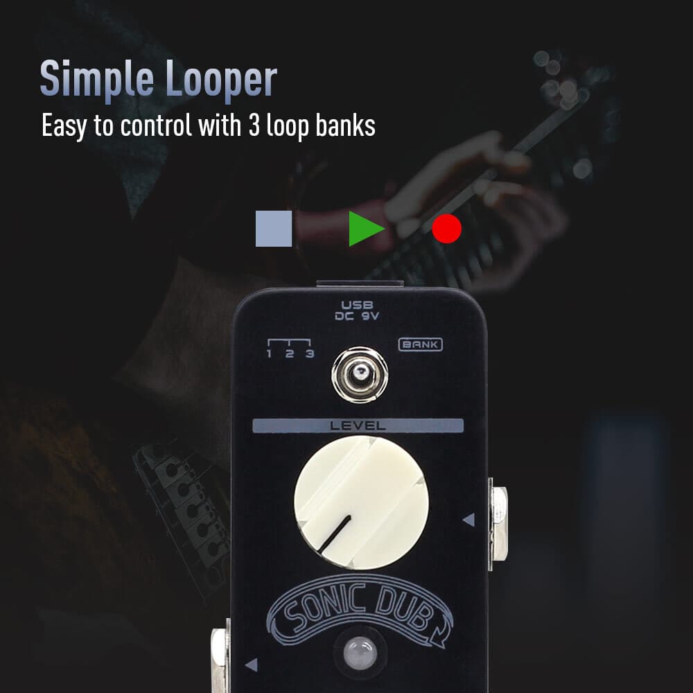 SONICAKE Looper Guitar Effects Pedal Loop Station Recording Loop Pedal Sonic Dub 2