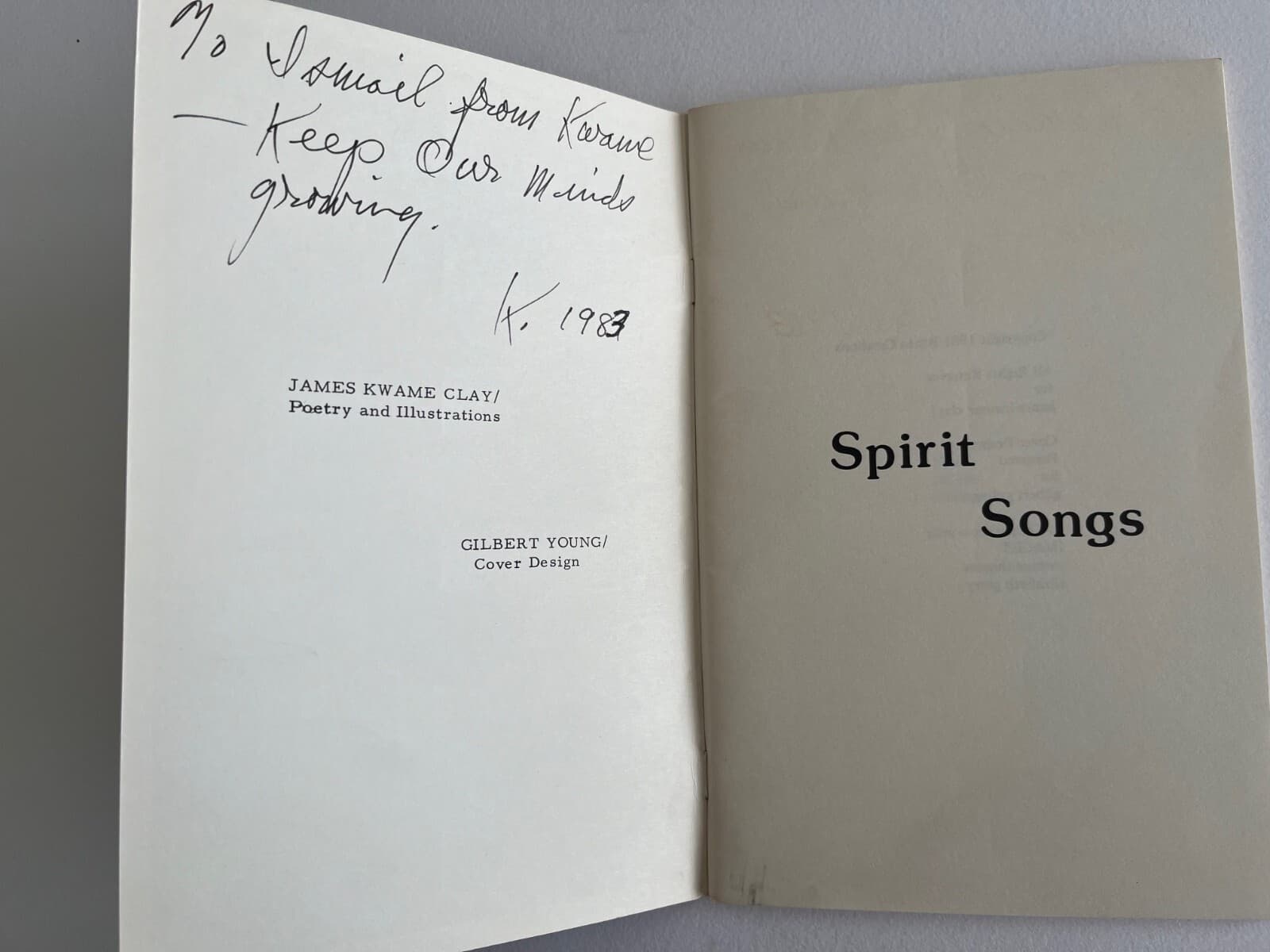 SIGNED ~ JAMES KWAME CLAY ~ Spirit Songs A Poembook Cincinnati 1981 Black Poetry 3