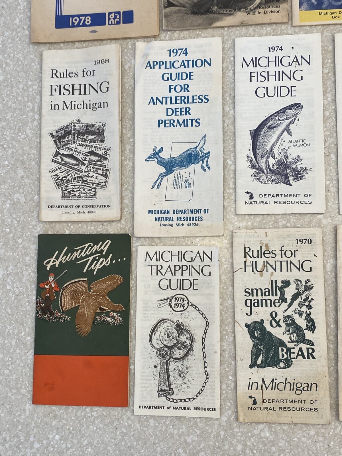 Vintage Michigan hunting fishing trapping guides, Lot of 14 Brochures, 60s-90s 5