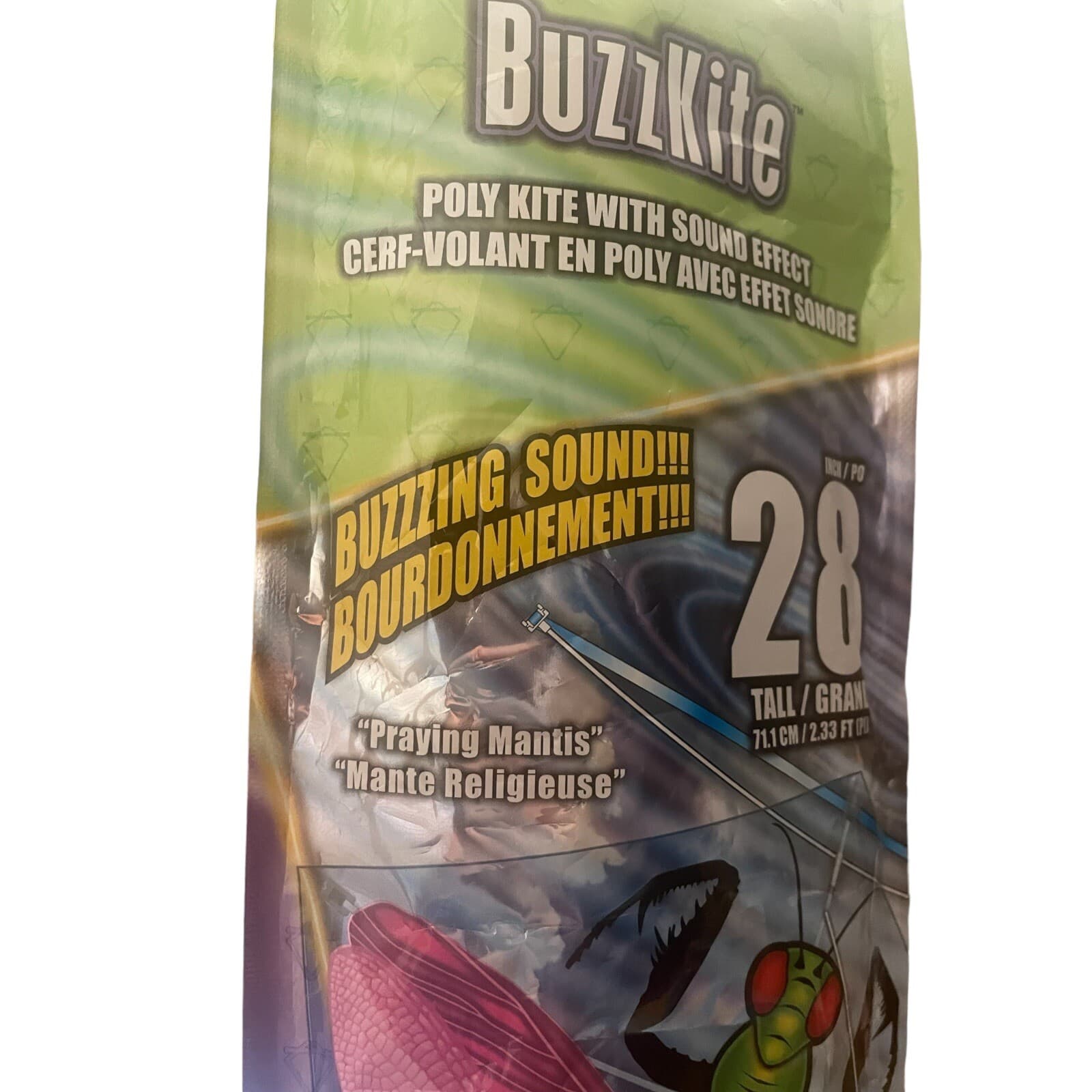 X Kites Buzzing Praying Mantis Kite with Handle Line & Sky Tails 28 in Wide New 3