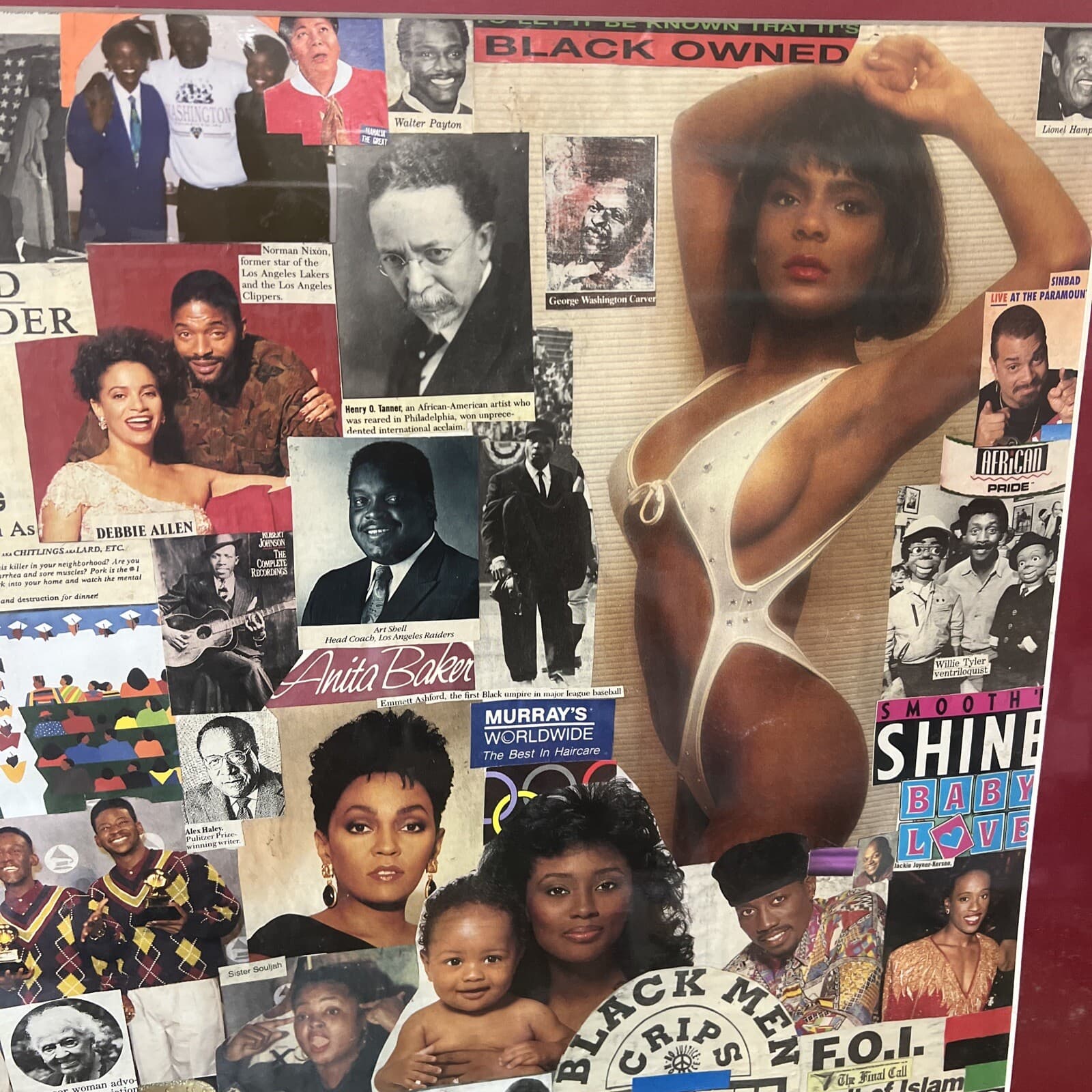 VINTAGE AFRICAN AMERICAN FINE ART COLLAGE 1990s 1980s History Black Power Ali 4