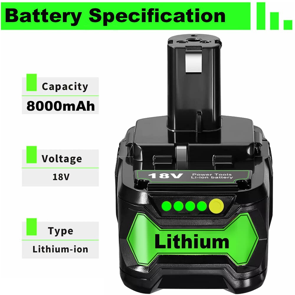 2PACK 8.0Ah For RYOBI 18V Battery One Plus High Capacity P108 Lithium-Ion P102 5