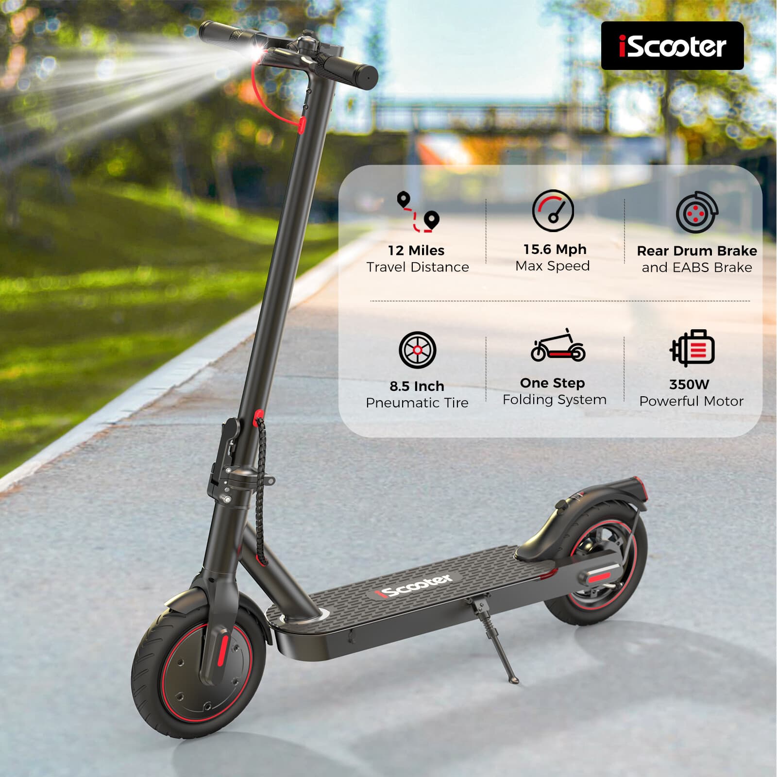 Portable Folding Electric Scooter 350W Long Range 20Km 3-Speed Modes E-Scooter 2