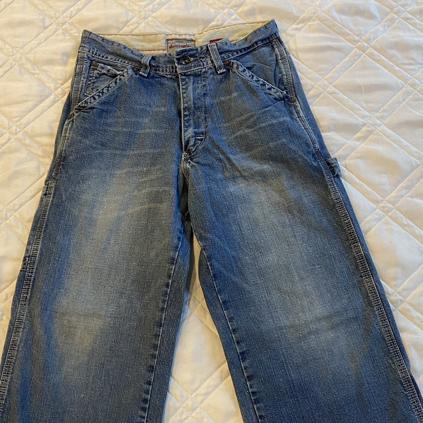 Vintage Abercrombie & Fitch Youth Baggy Wide Leg Skater Denim Jeans 12 Y2K 90’s 4