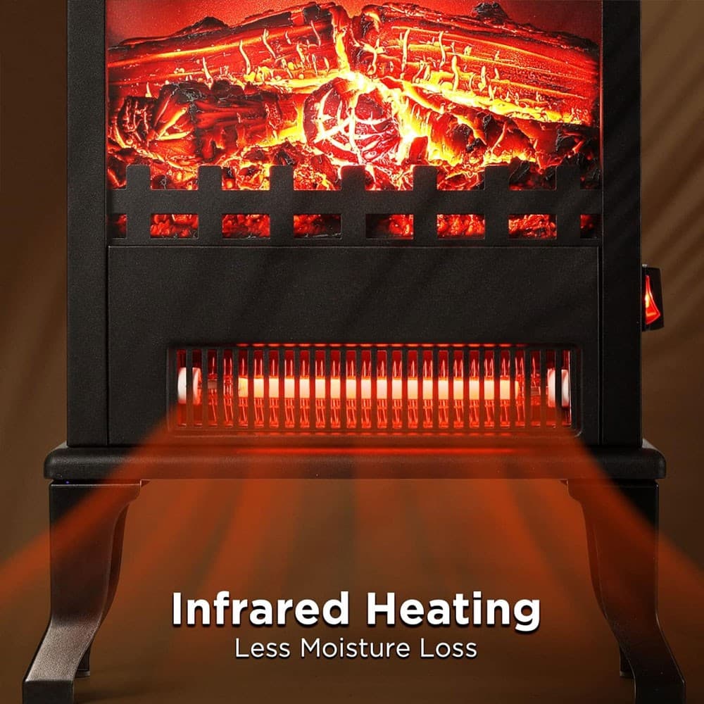 Electric Fireplace Stove,1500W Infrared Fireplace Heater with 3D Realistic Flame 4