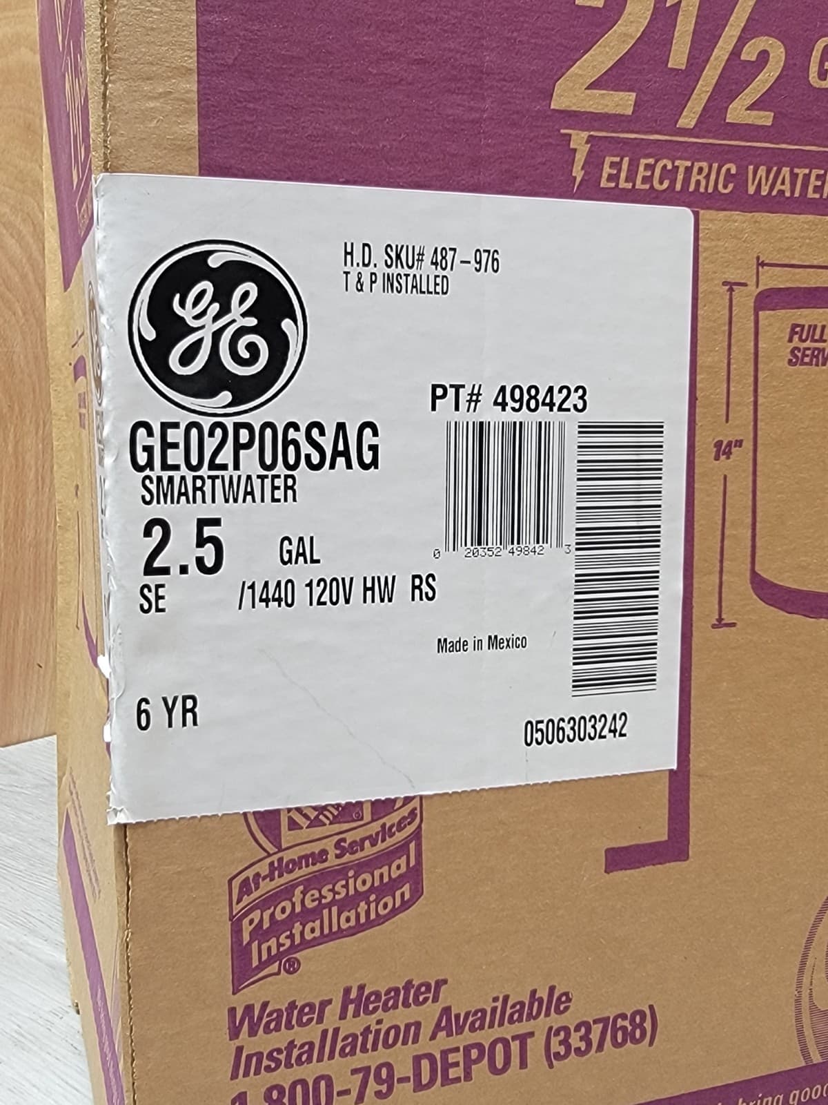 GE GE02P06SAG 120 Volt Electric Mini 2.5 Gallon Hot Water Heater  5