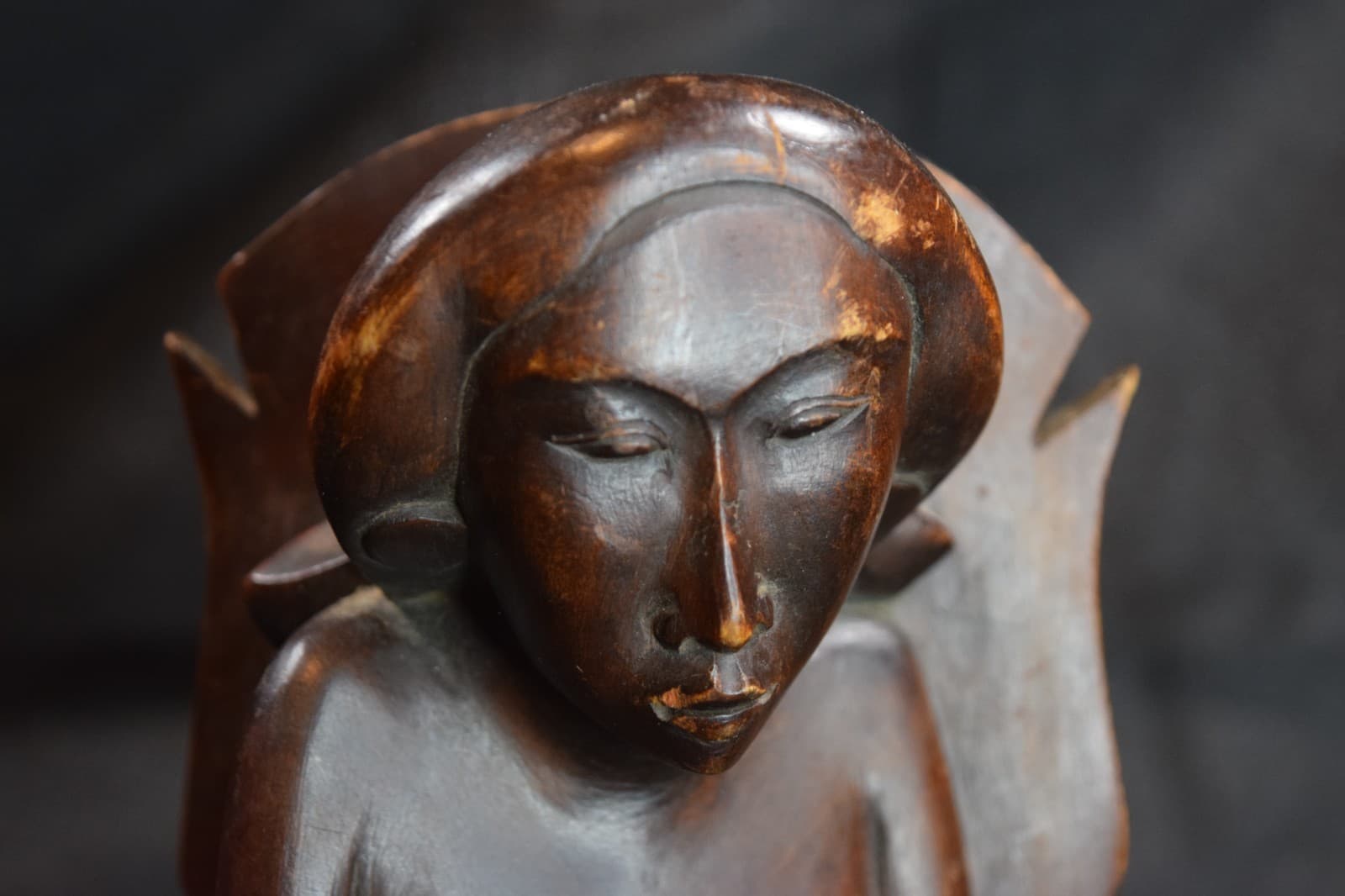 Pita Maha Art Deco Period Woman Balinese Wood Sculpture Hand Carved 6