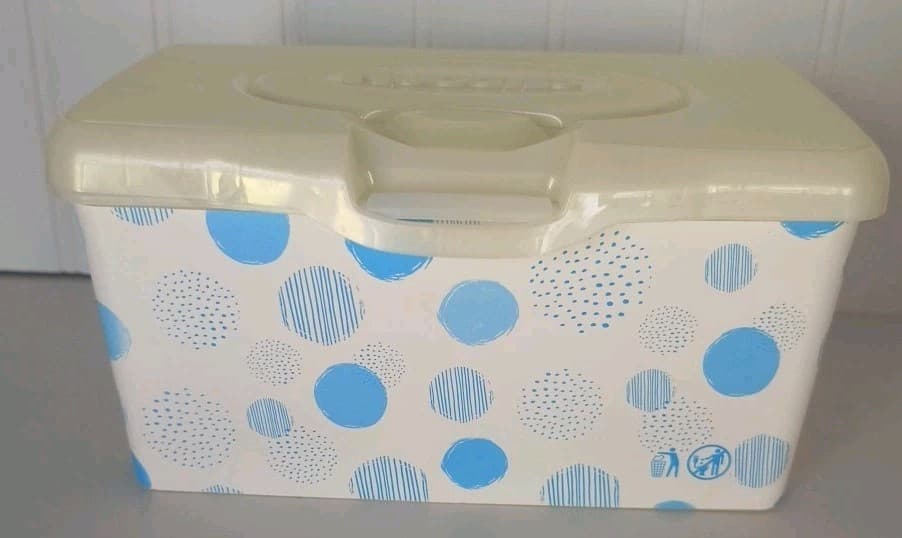 Huggies Baby Wipes EMPTY Container Blue Circles Pop Up Refillable 