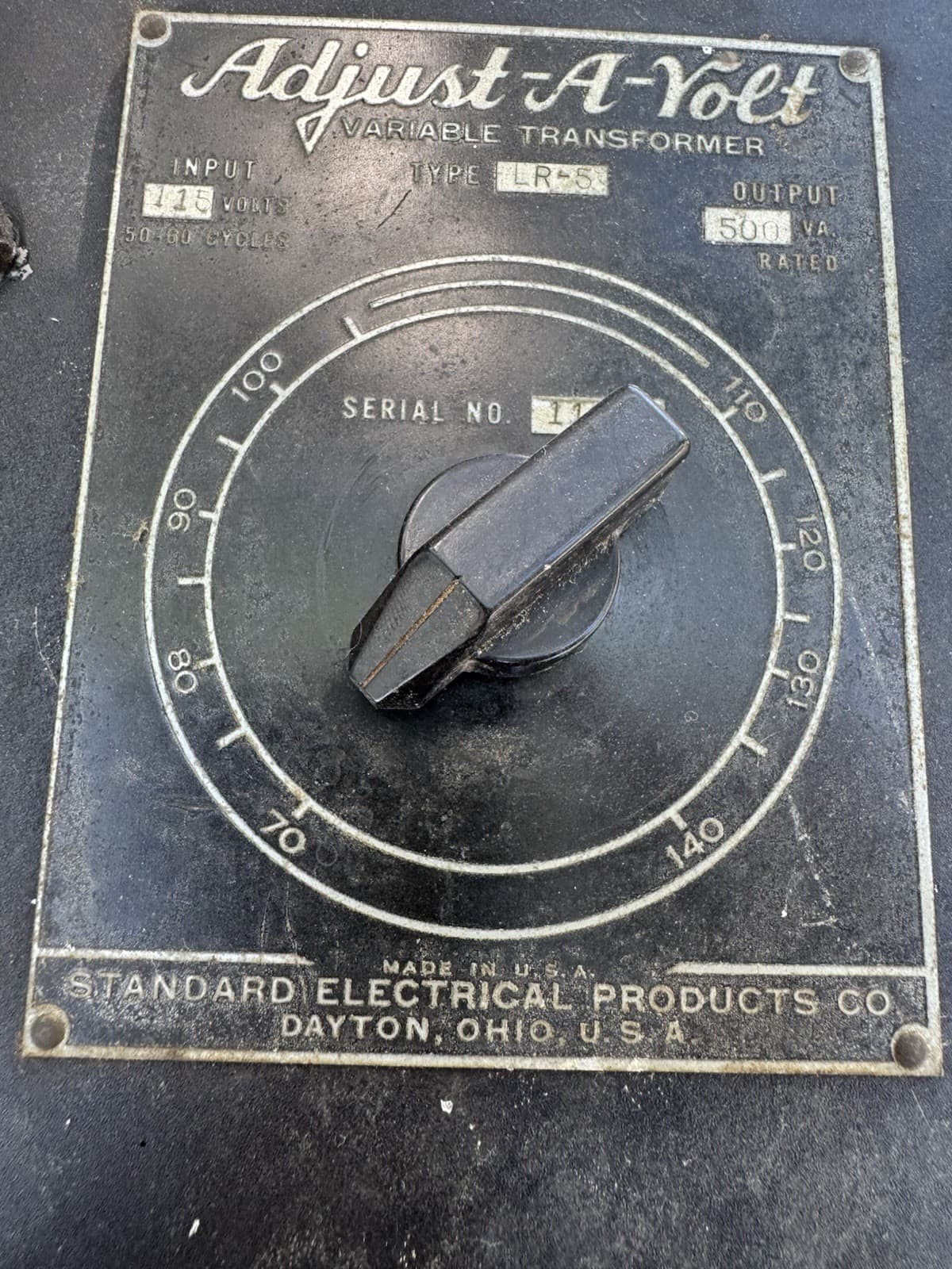 Standard Electric Adjust-A-Volt Variac Variable Transformer 115V input 0-160V  2