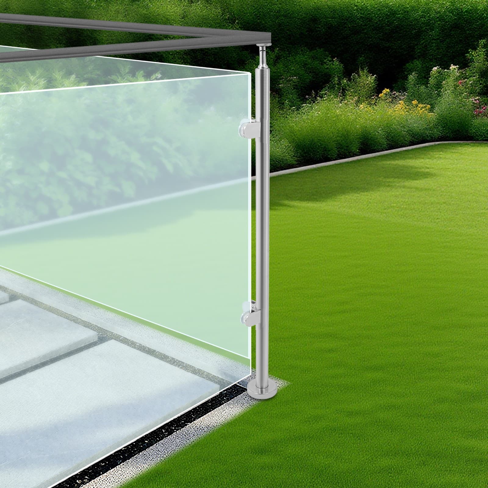 316 Stainless Steel Modern Sanding Corner Column Post for Glass Railing Silver 2