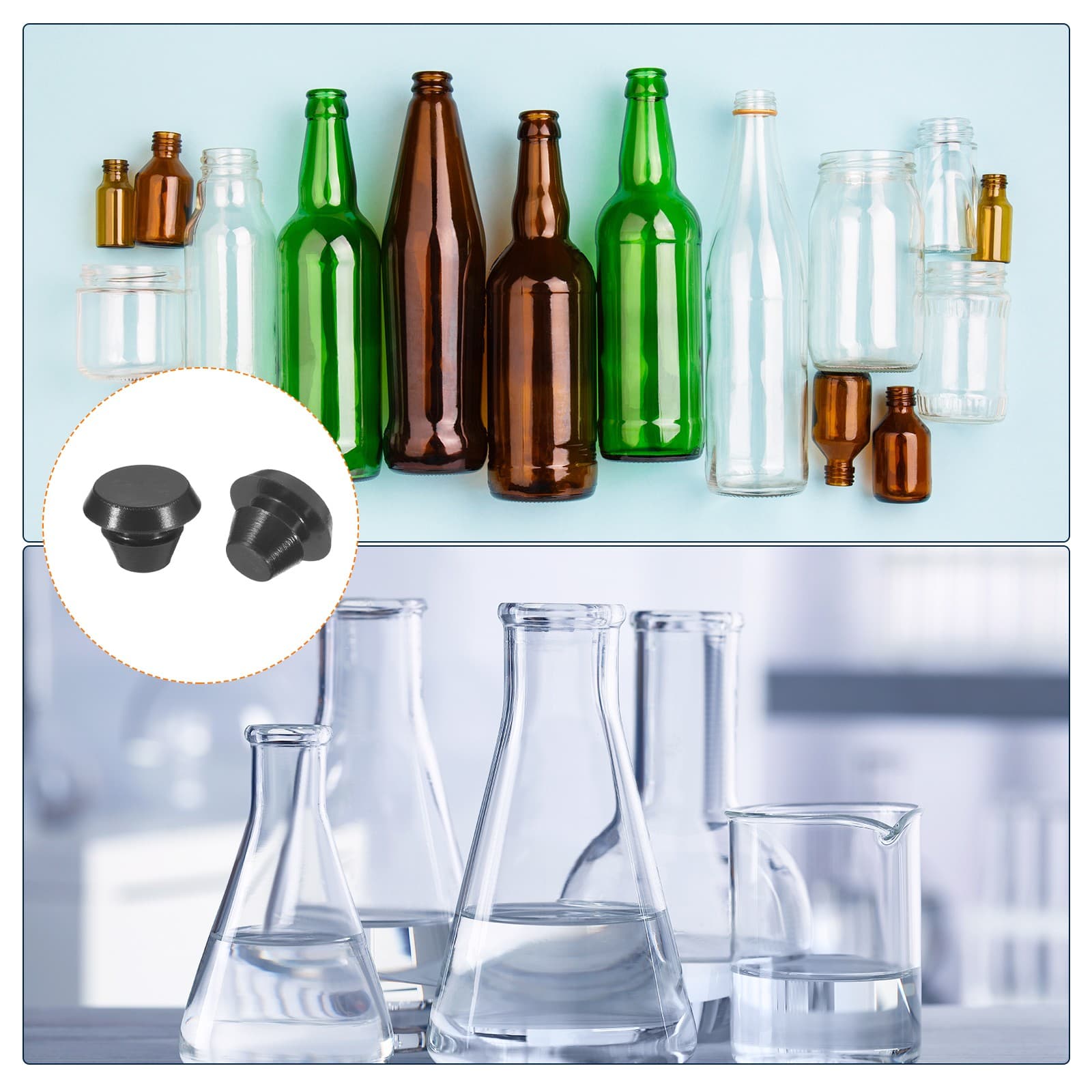 25Pcs Silicone Plugs Rubber Round Hole Plugs for 5-5.5mm Hole Black 6